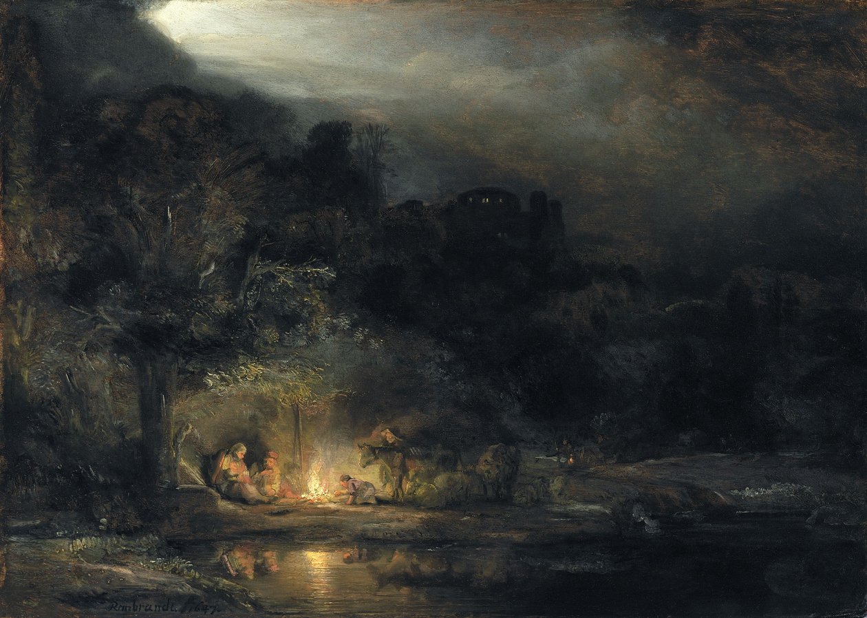 Reszta podczas ucieczki do Egiptu autorstwa Rembrandt van Rijn