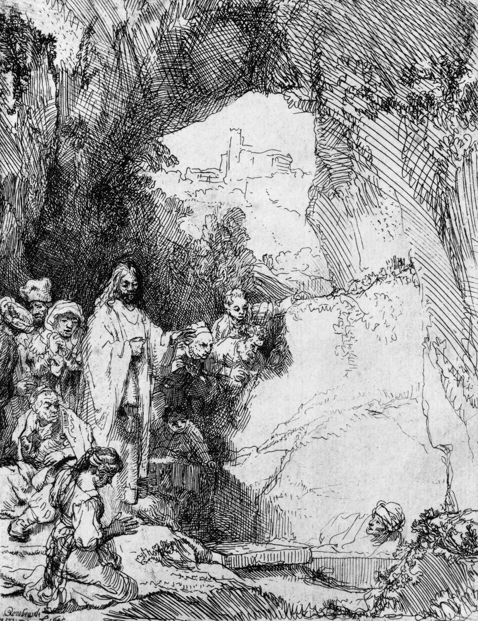 Małe Wskrzeszenie Łazarza, 1644 (akwaforta) autorstwa Rembrandt van Rijn