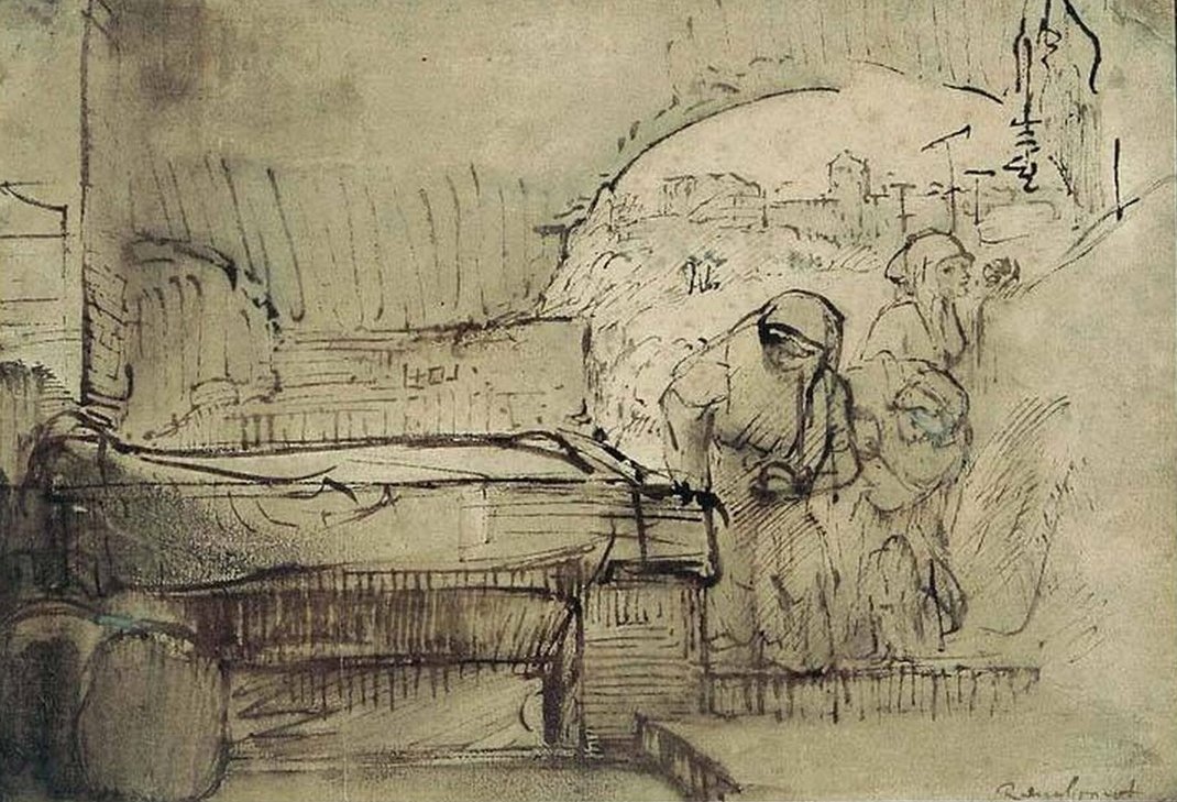 Trzy Marie przy grobie autorstwa Rembrandt van Rijn