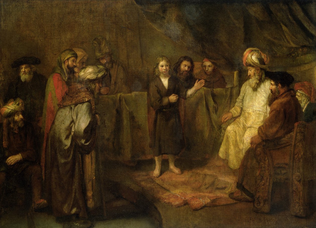 Dwunastoletni Jezus przed Skrybami, ok. 1655 autorstwa Rembrandt van Rijn