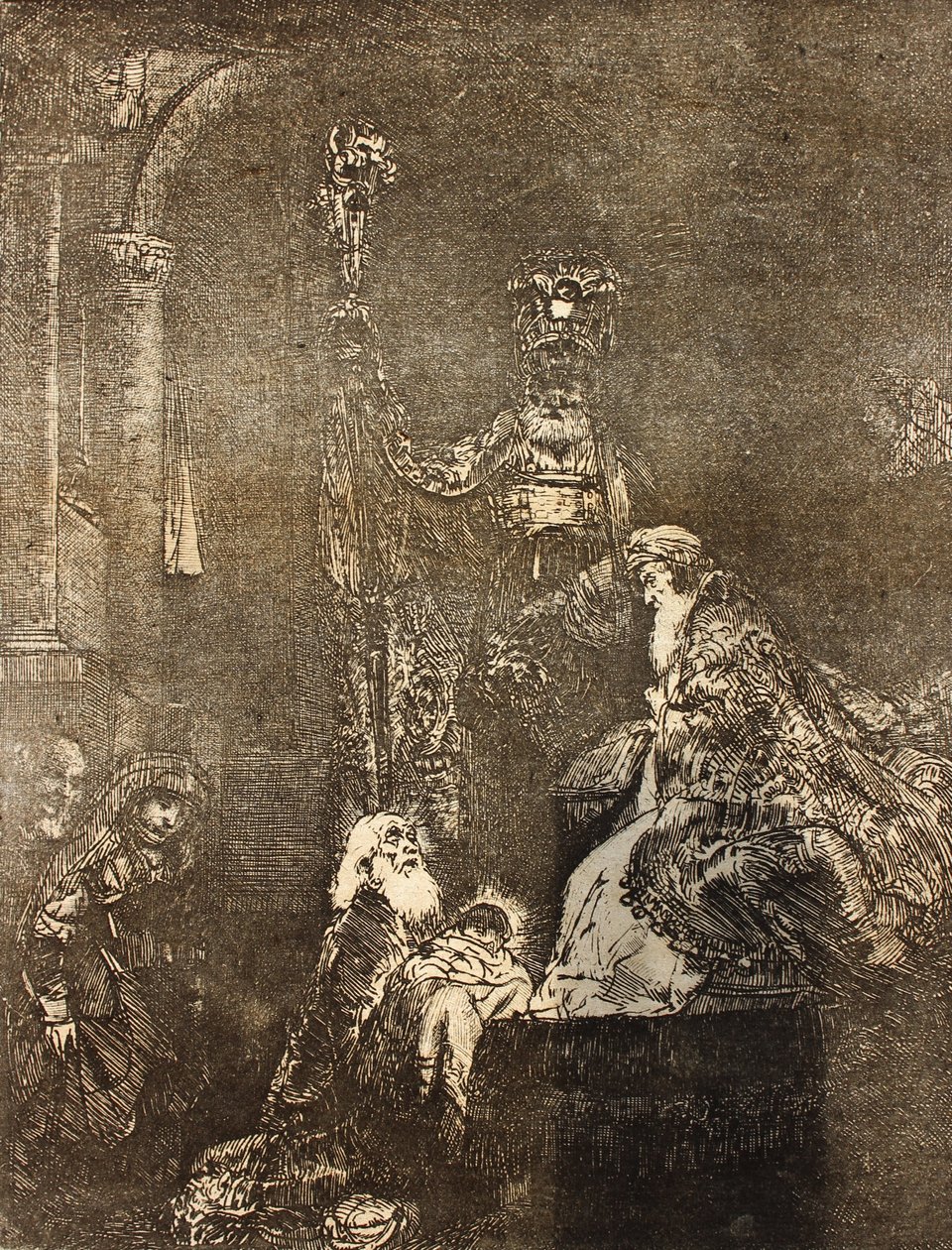 Prezentacja w Świątyni w mroczny sposób autorstwa Rembrandt van Rijn