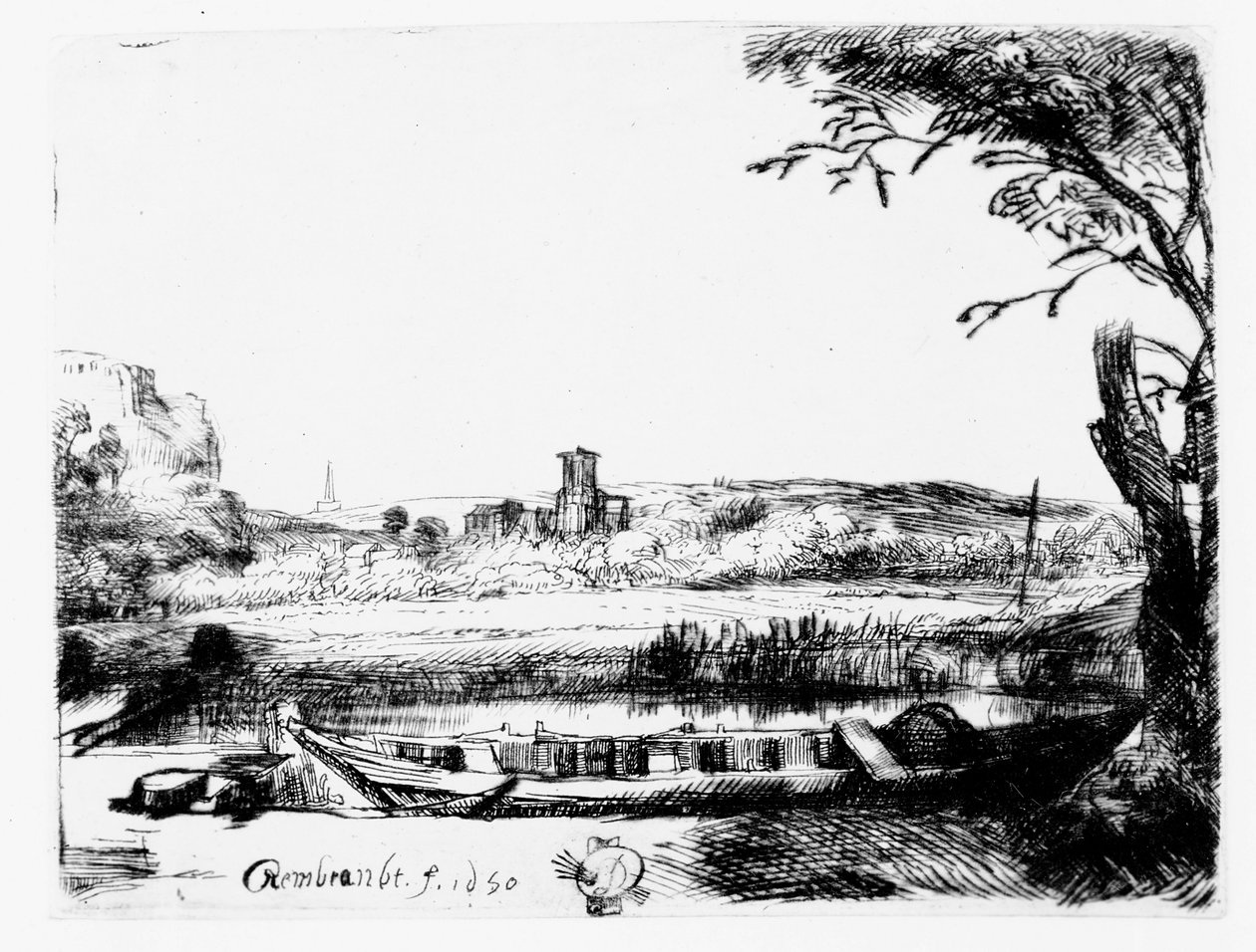 Widok na kanał, 1650 autorstwa Rembrandt van Rijn