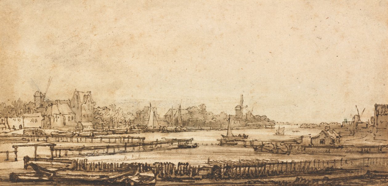 Widok na Amstel z szańca autorstwa Rembrandt van Rijn