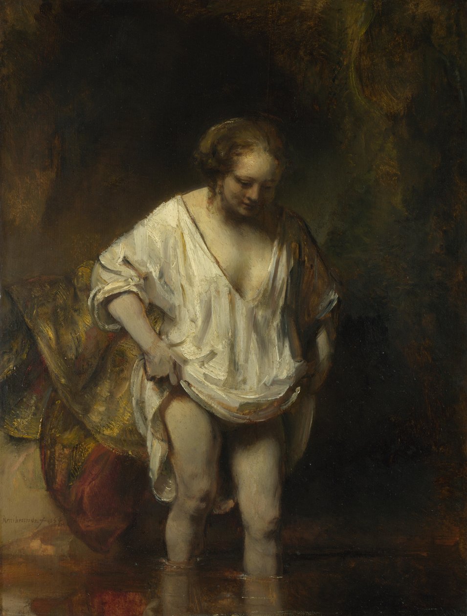 Kobieta kąpiąca się w strumieniu, 1654 autorstwa Rembrandt van Rijn