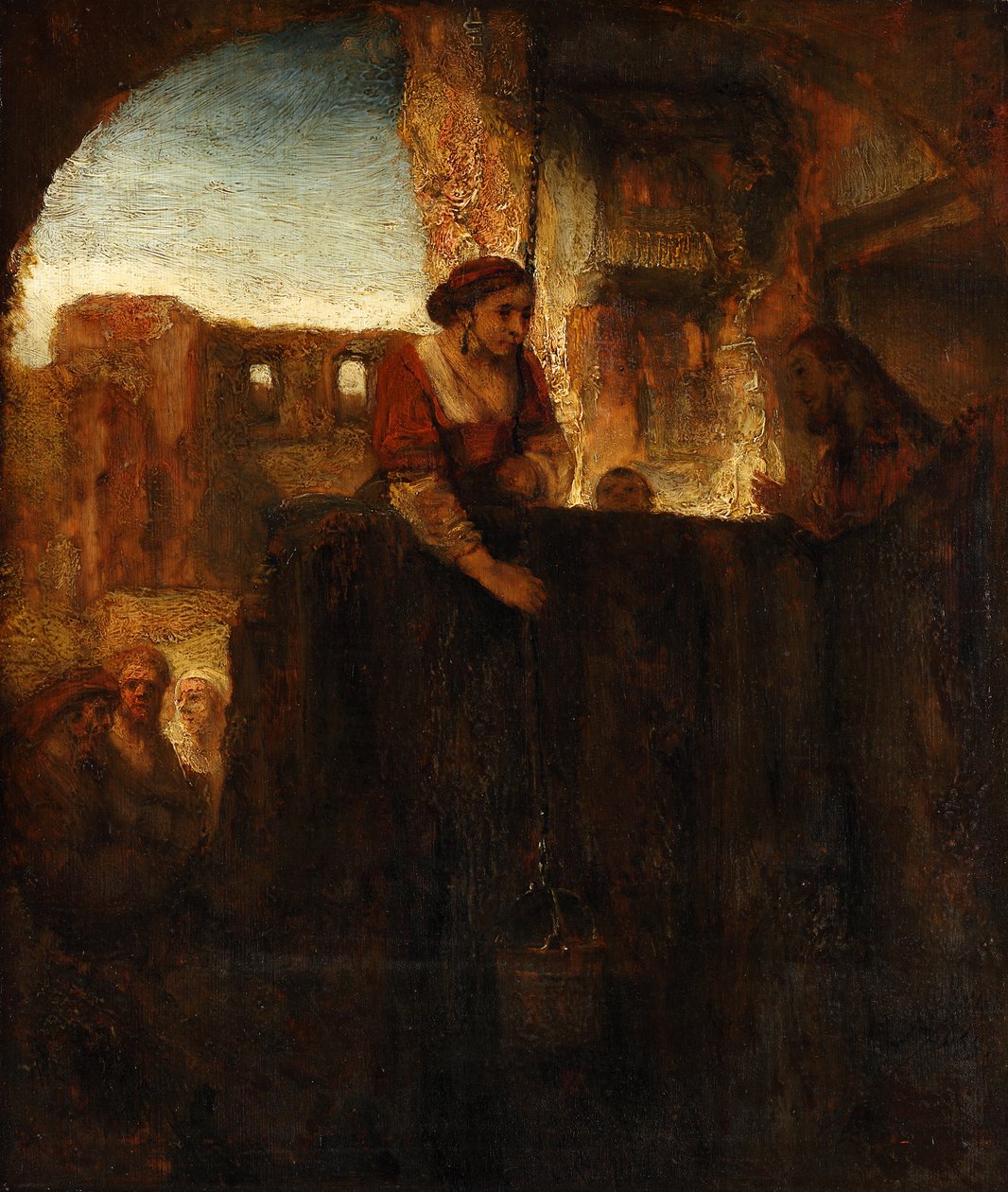 Chrystus i kobieta z Samarii przy studni autorstwa Rembrandt