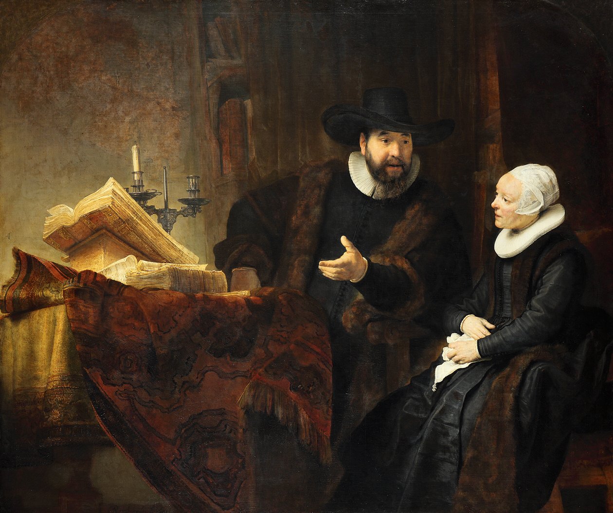 Mennonicki kaznodzieja Cornelis Claesz Anslo (1592-1646) i jego żona Aeltje Gerritsdr Schouten autorstwa Rembrandt