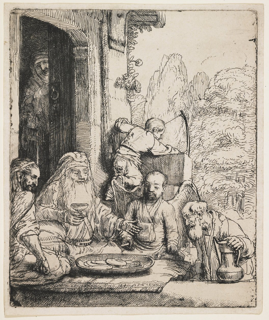 Abraham zabawiający aniołów autorstwa Rembrandt van Rijn