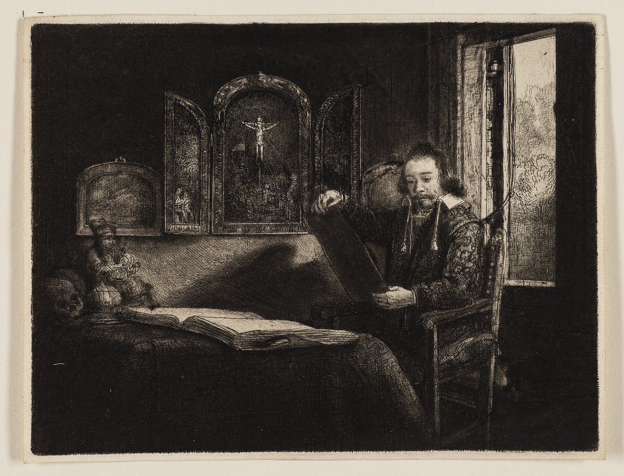 Abraham Francen, Aptekarz, ok. 1657 r. (akwaforta i sucha igła w kolorze czarnym na papierze) autorstwa Rembrandt Harmensz. van Rijn