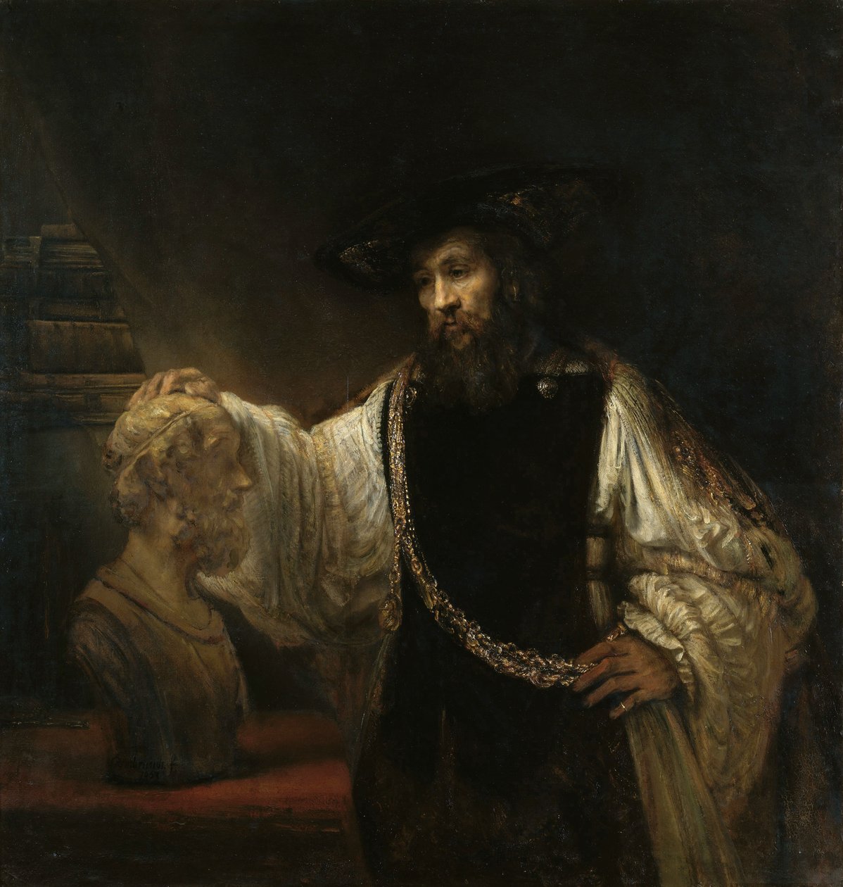 Arystoteles (384-322 pne) z popiersiem Homera autorstwa Rembrandt van Rijn