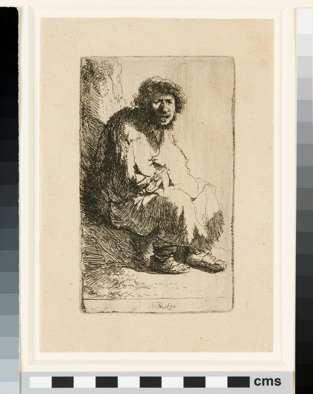 Żebrak siedzący na brzegu autorstwa Rembrandt van Rijn
