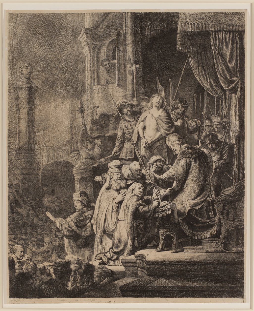 Chrystus przed Piłatem: duży talerz autorstwa Rembrandt van Rijn