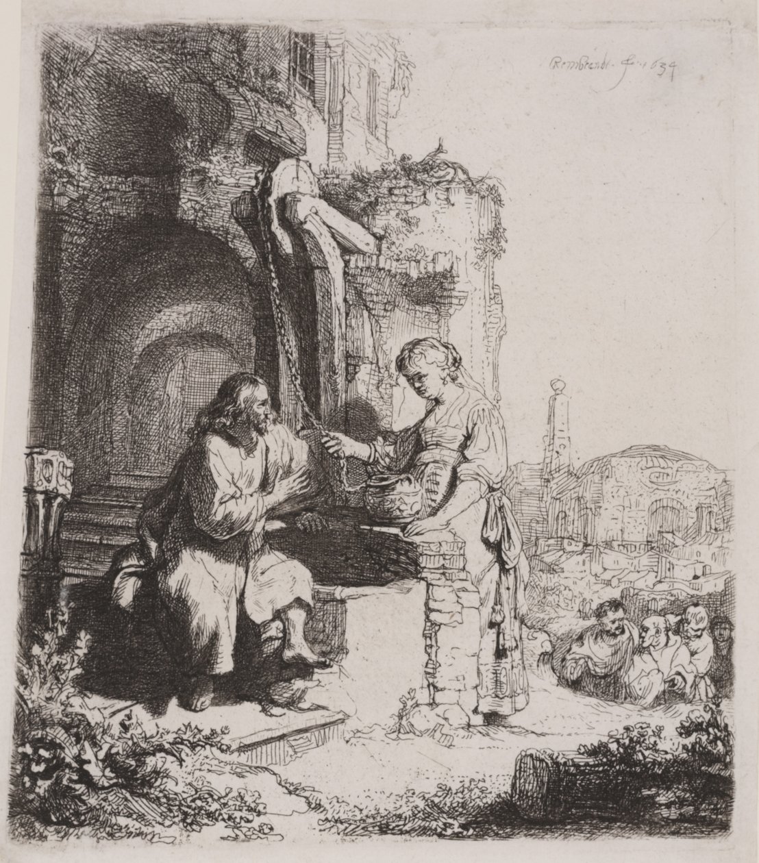 Chrystus i Kobieta z Samarii: wśród ruin autorstwa Rembrandt van Rijn