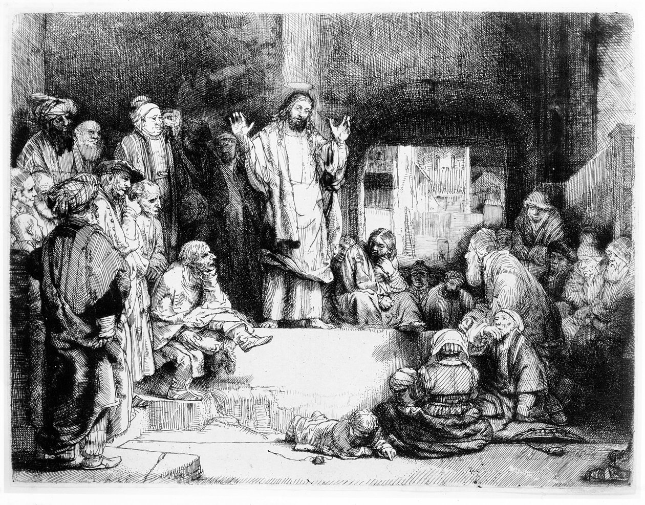 Przepowiadanie Chrystusa, ok. 1652 (akwaforta) autorstwa Rembrandt van Rijn