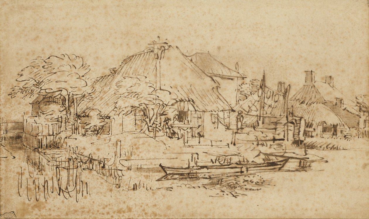 Domek nad kanałem, ok. 1650?-53 autorstwa Rembrandt van Rijn