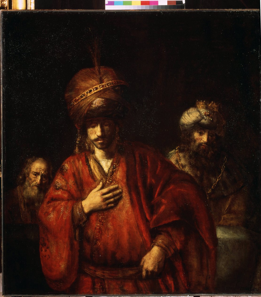 Dawid i Uriasz, Haman (Aman) rozpoznaje swoje przeznaczenie „” Uriasz Hetyta (lub Ourias Hetyta) żołnierz króla Dawida. Obraz Harmenszoon van Rijn znany jako Rembrandt (1606-1669) autorstwa Rembrandt Harmensz. van Rijn