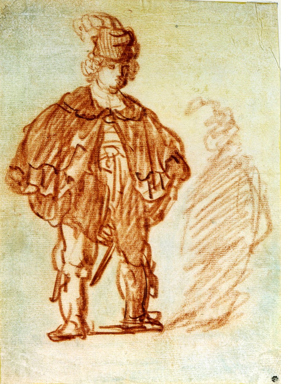 Etiuda aktora. Dessin de Harmenszoon van Rijn to Rembrandt (1606-1669) autorstwa Rembrandt Harmensz. van Rijn