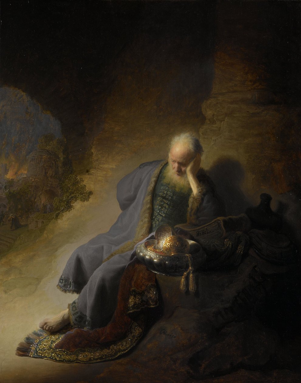 Jeremiasz lamentujący nad zniszczeniem Jerozolimy autorstwa Rembrandt van Rijn