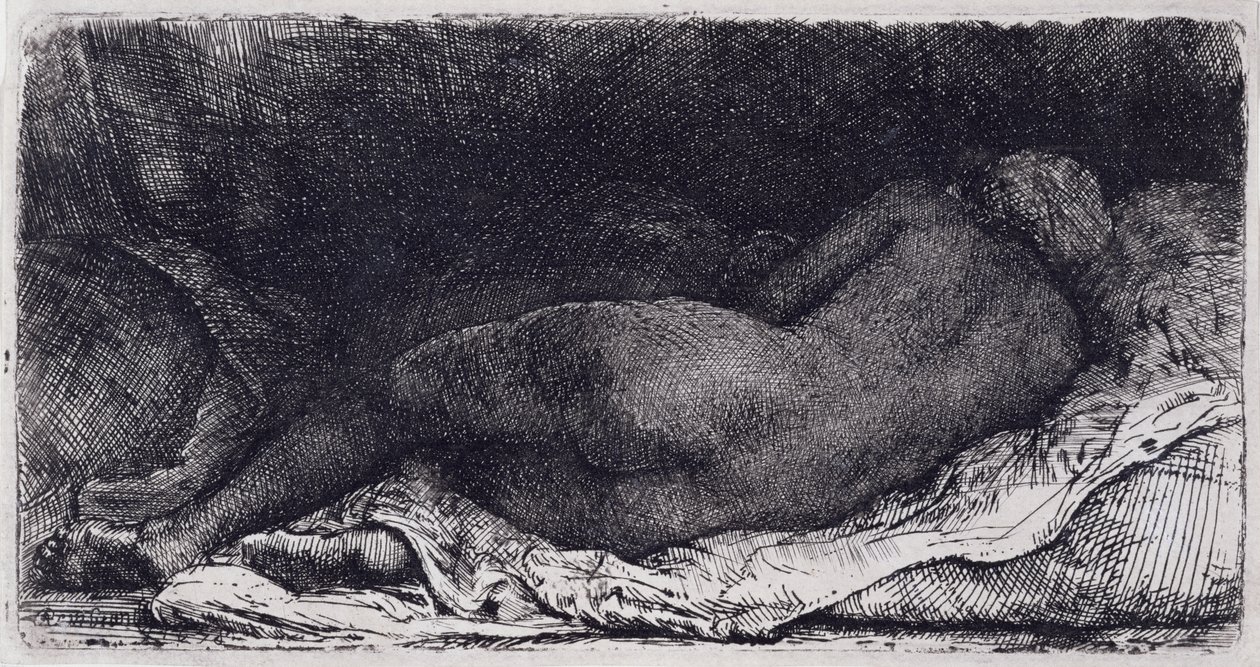 Murzynka leży autorstwa Rembrandt van Rijn