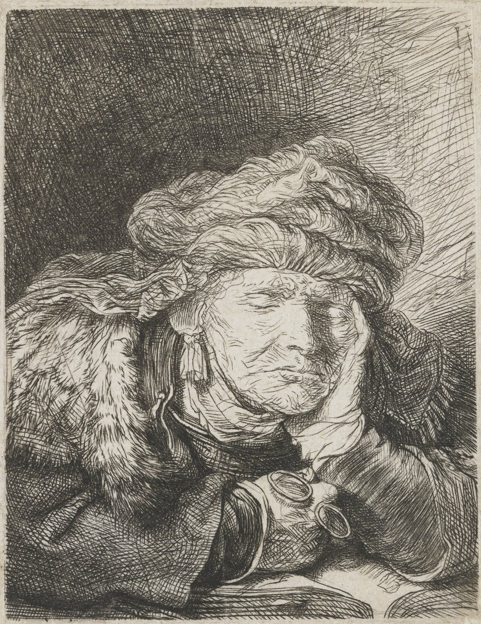 Stara kobieta śpi autorstwa Rembrandt van Rijn