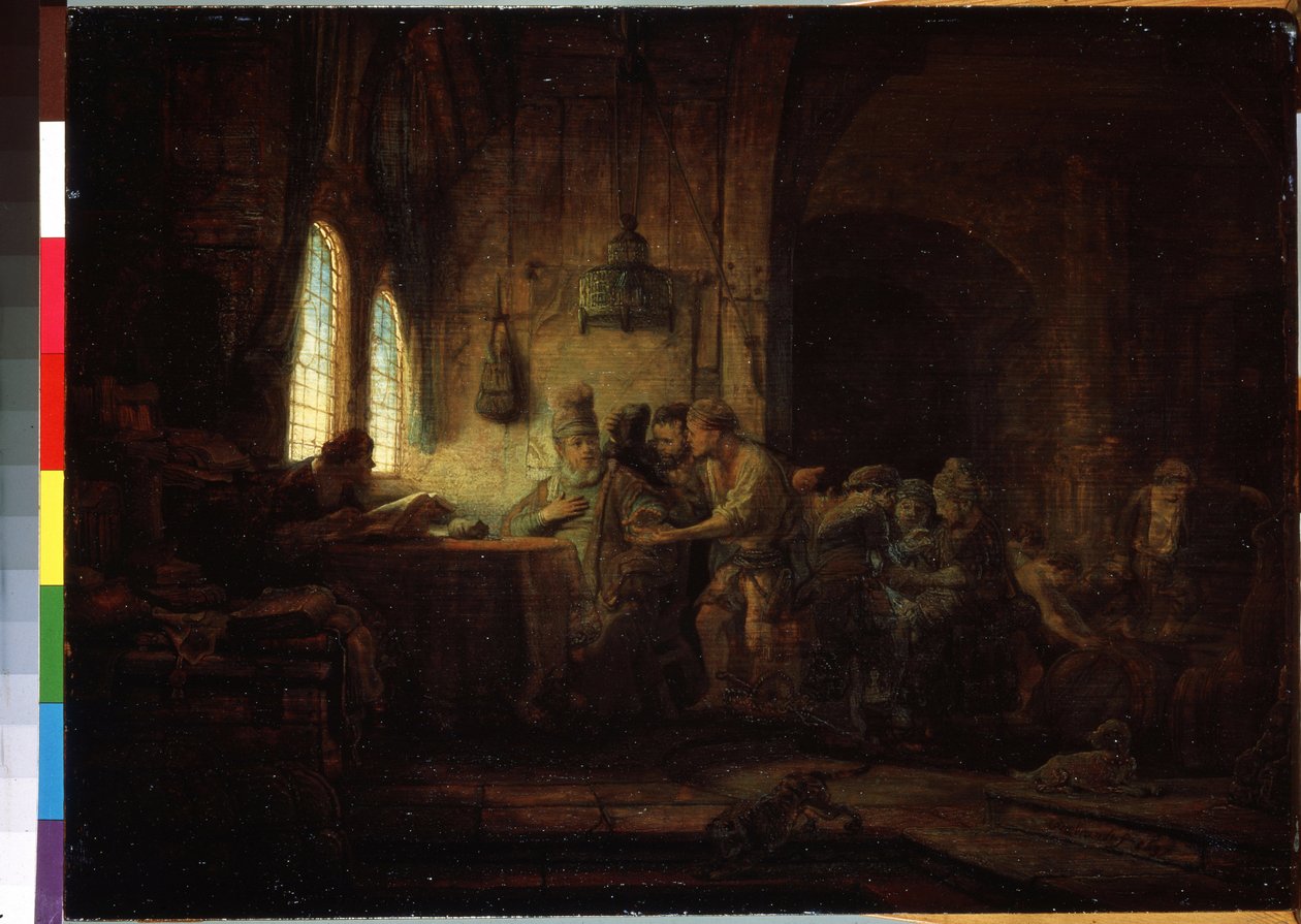 Przypowieść o robotnikach na winnicy lub przypowieść o robotnikach jedenastej godziny (Przypowieść o robotnikach na winnicy). Obraz Harmenszoon van Rijn znany jako Rembrandt (1606-1669) autorstwa Rembrandt Harmensz. van Rijn