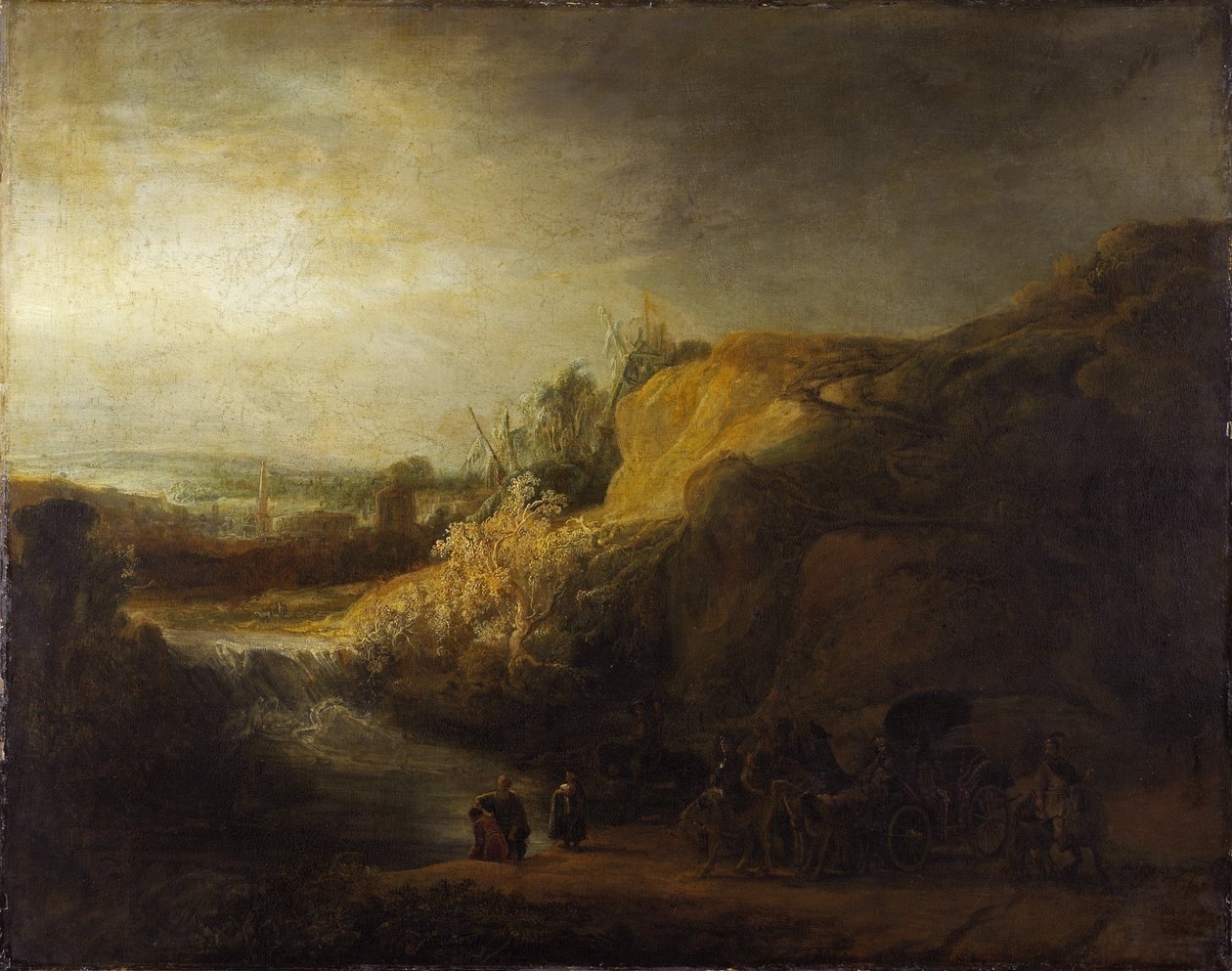 „Pejzaż z chrztem Eunucha” Obraz Rembrandta van Rhijna (1606-1669) 1640 Niedersachsisches Landesmuseum, Hannover autorstwa Rembrandt Harmensz. van Rijn