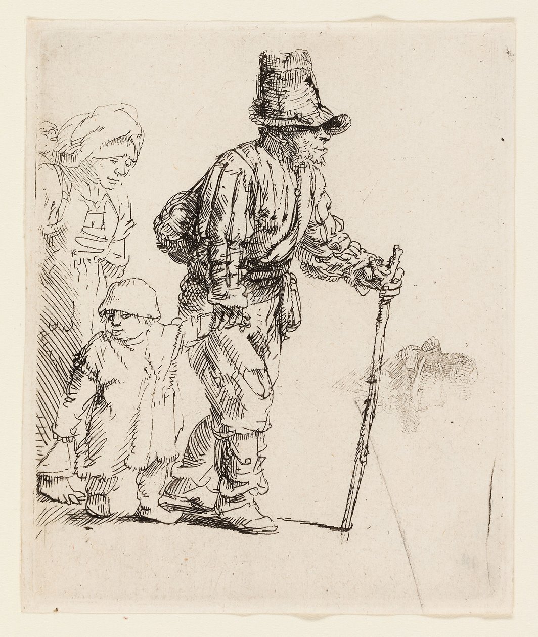 Chłopska rodzina na włóczędze, ok. 1652 r. (akwaforta na kremowym papierze) autorstwa Rembrandt Harmensz. van Rijn