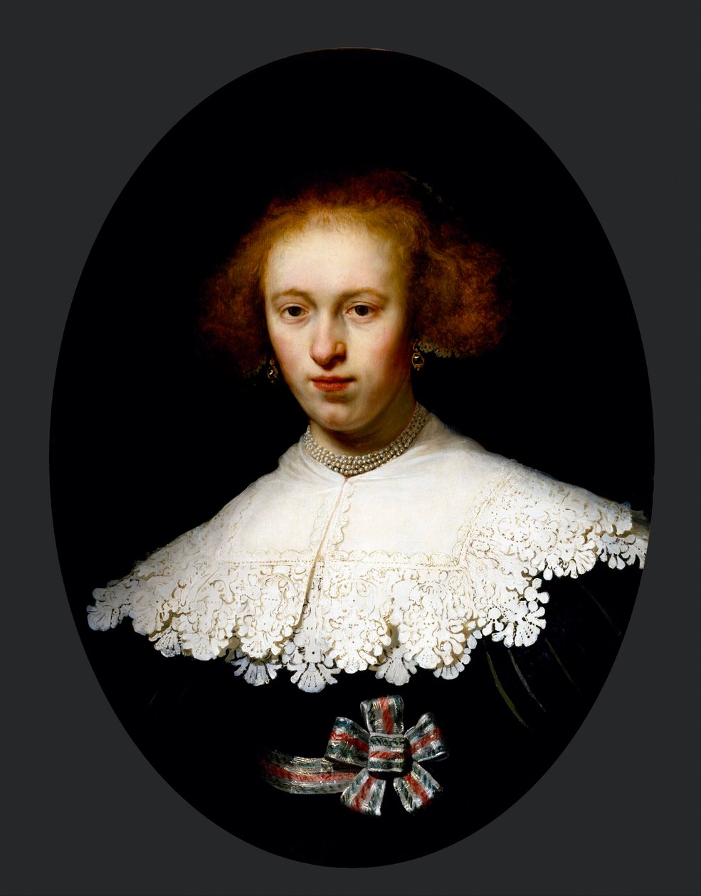 "Portret młodej kobiety" (Portret młodej kobiety) Obraz Rembrandta van Rhijna (1606-1669) - 1633 - Olej na desce Wym. 65,3x48,7 cm Muzeum Sztuk Pięknych, Houston autorstwa Rembrandt van Rijn