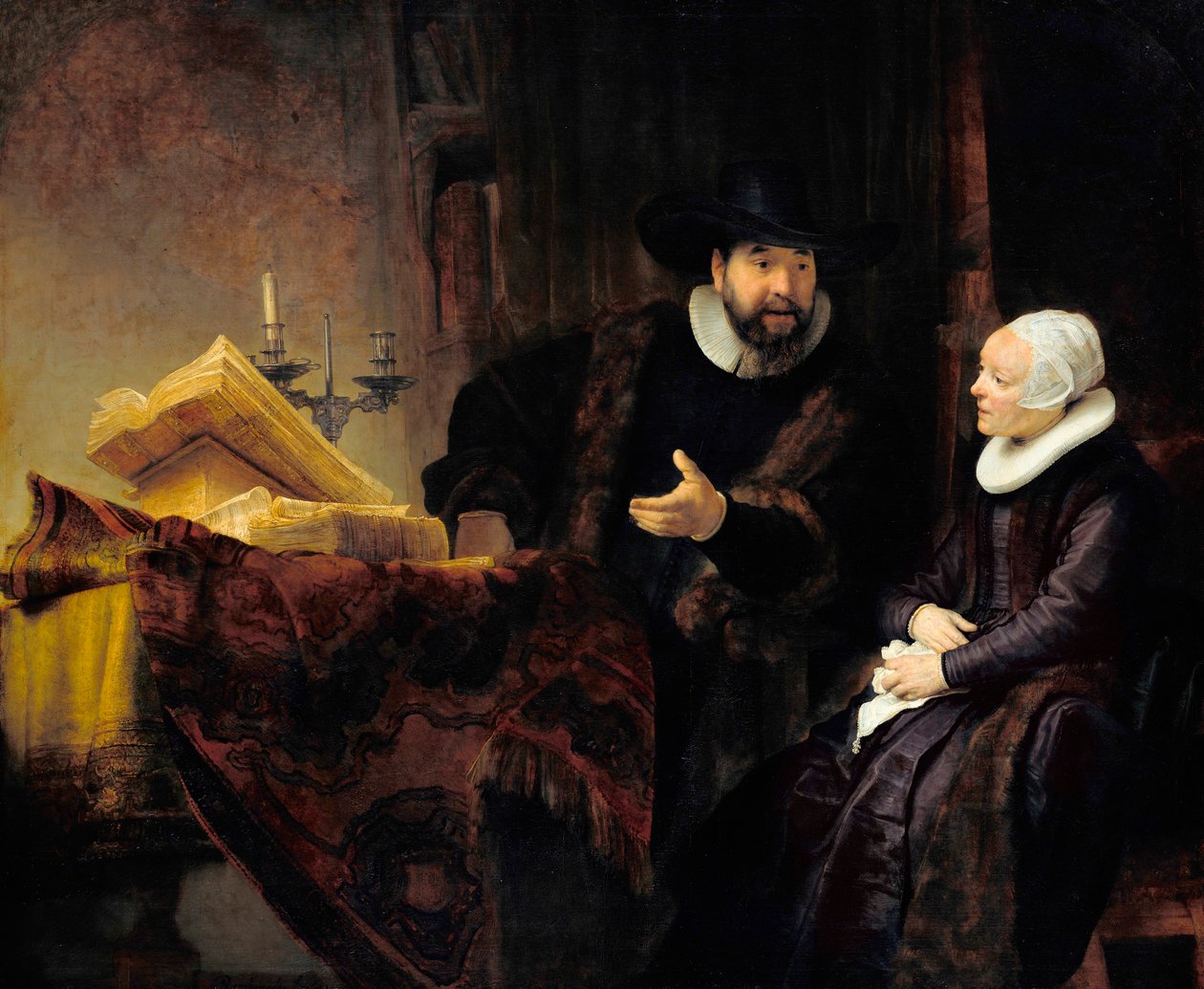 Portret menonickiego kaznodziei Corneliusa Claesza Anslo i jego żony Aaltje Gerritsdr Shouten autorstwa Rembrandt van Rijn