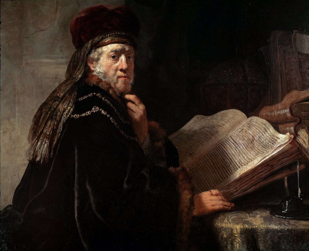 Portret mądrego (Portret rabina) (olej na płótnie) autorstwa Rembrandt van Rijn