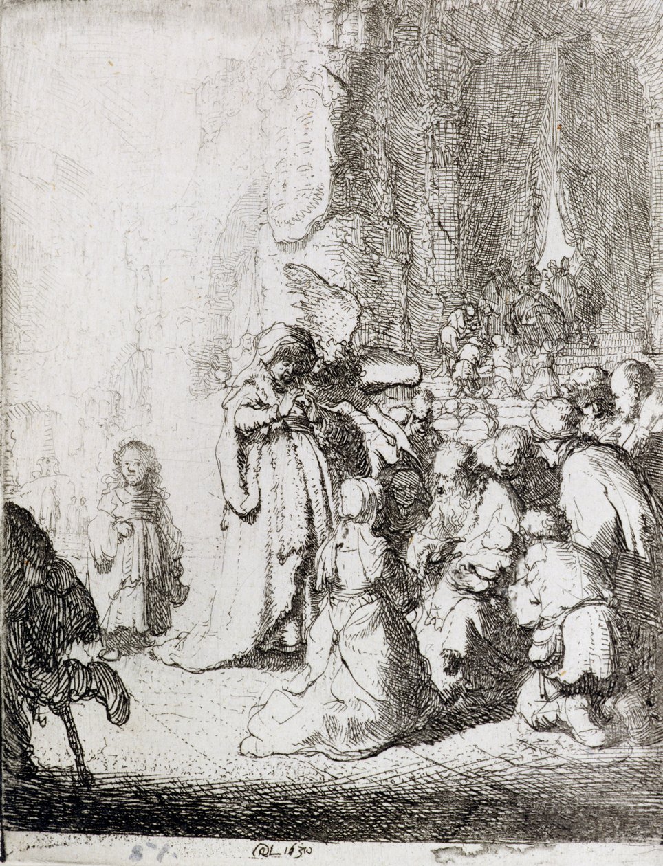 Prezentacja w świątyni (pióro i atrament na papierze) autorstwa Rembrandt van Rijn