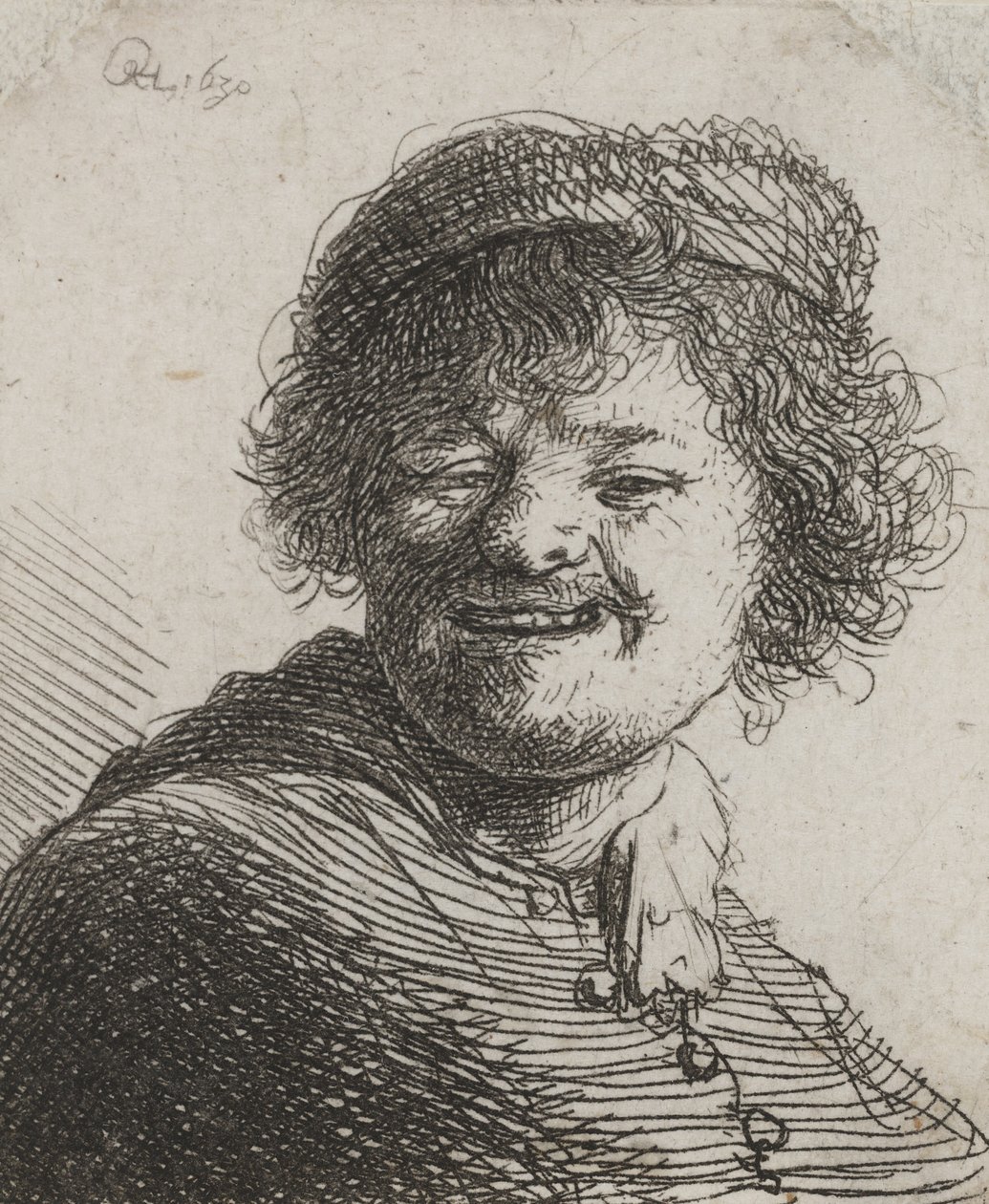 Rembrandt w czapce, śmiech: biust autorstwa Rembrandt van Rijn