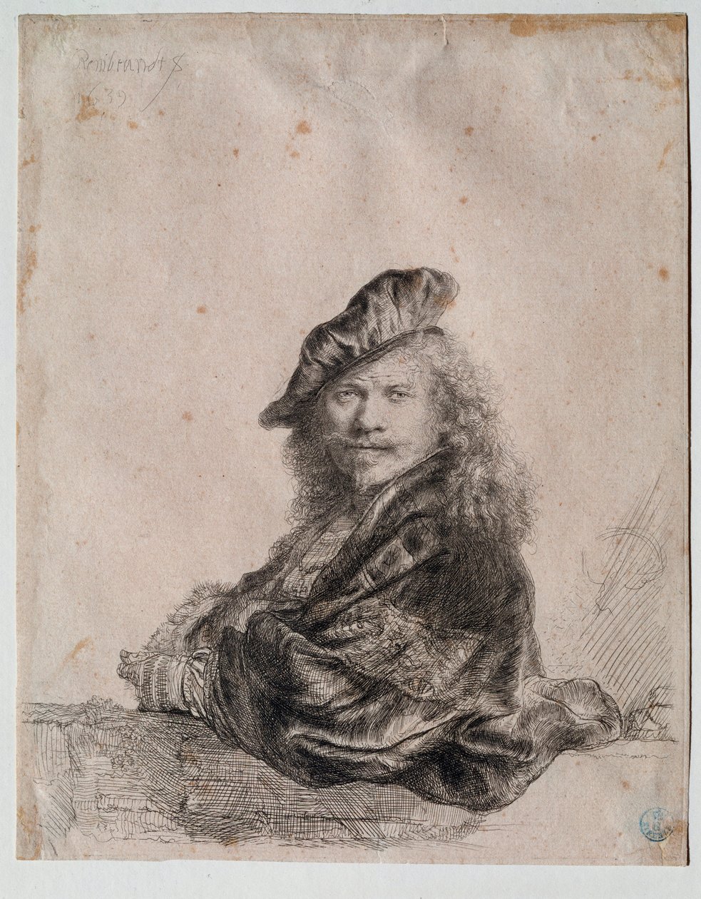 Autoportret (Autoportret) Obraz Rembrandta Harmenszoon van Rijn (1606-1669) 1639 Dim 207x164 cm Gabinetto Disegni e Stampe, Uffizi (Biura) Florencja autorstwa Rembrandt van Rijn
