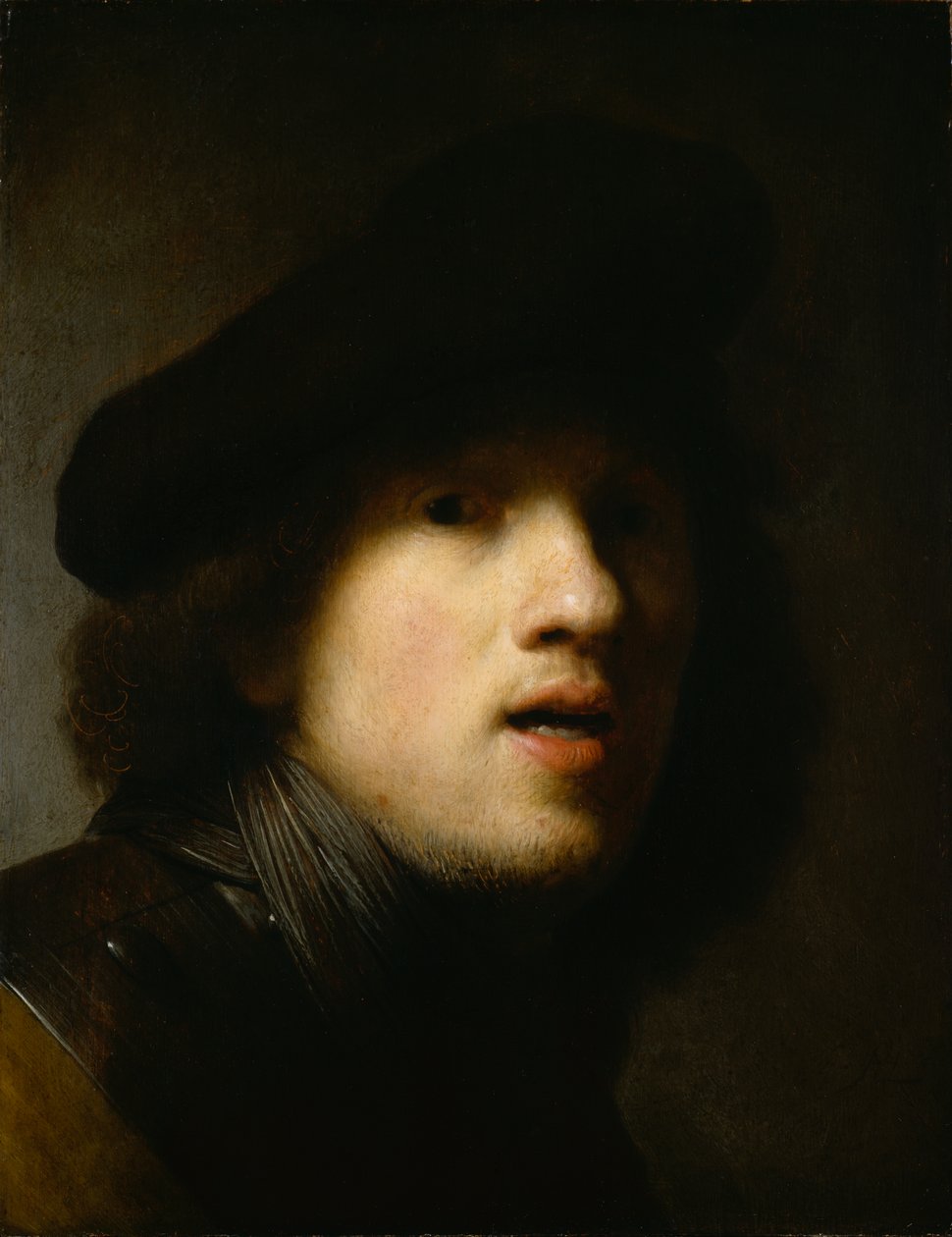 Autoportret, ok. 1629 r. (olej na drewnie) autorstwa Rembrandt Harmensz. van Rijn