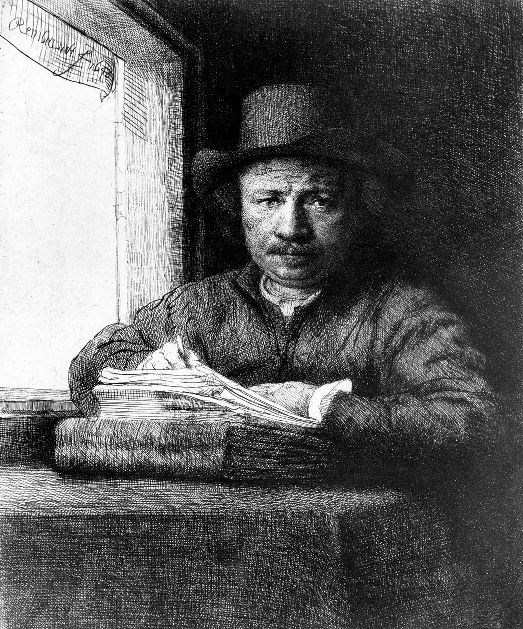 Autoportret podczas rysowania autorstwa Rembrandt van Rijn