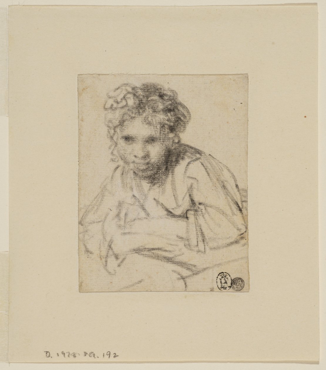 Studium do obrazu "Dziewczyna przy oknie", przed 1645 (grafit na papierze) autorstwa Rembrandt van Rijn