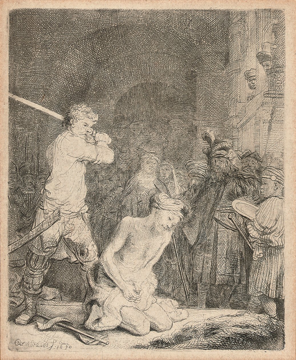 Ścięcie Jana Chrzciciela, 1640 autorstwa Rembrandt van Rijn