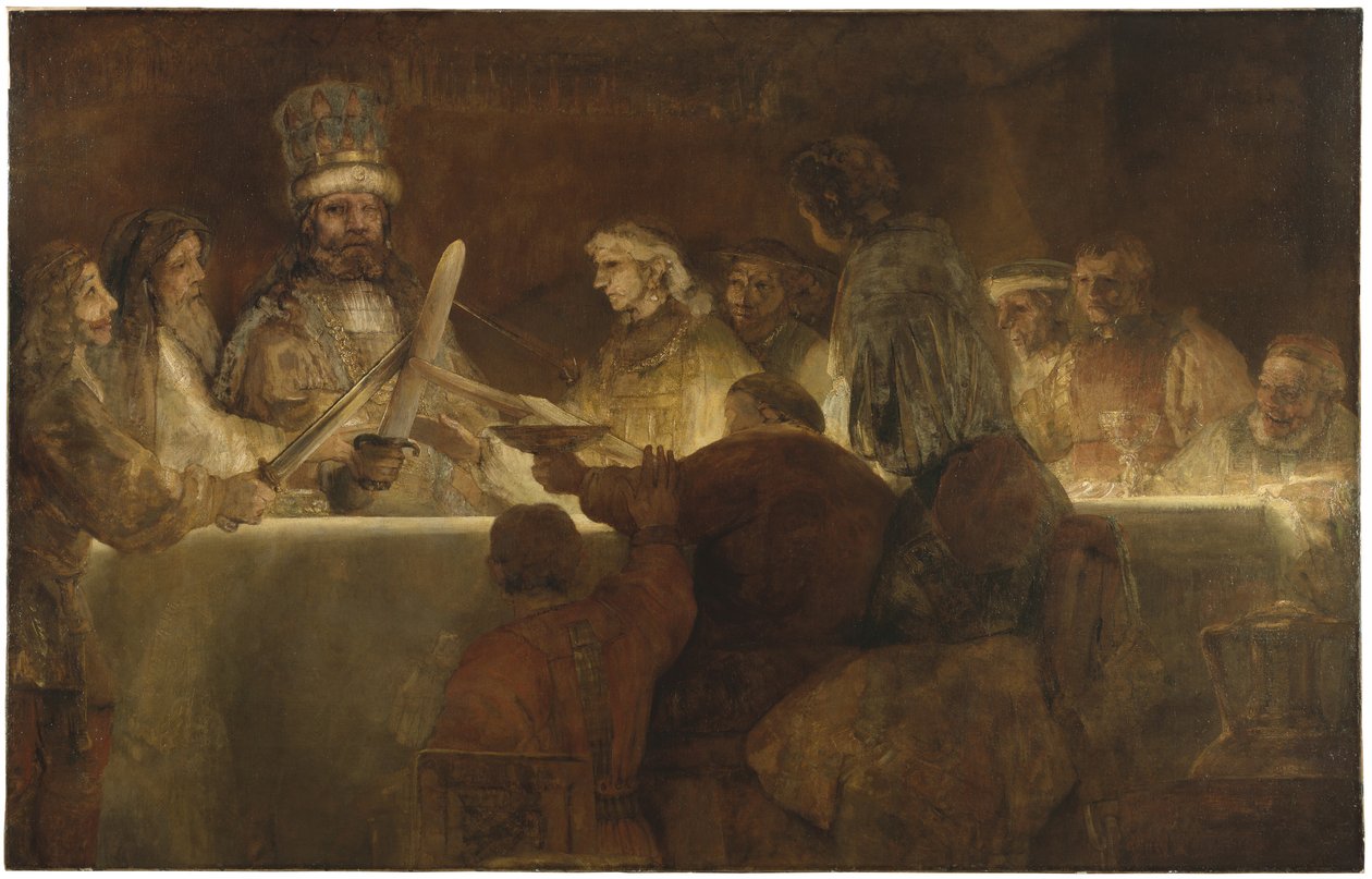 Spisek Batawów pod Klaudiuszem Cywilisem, ok. 1666 (olej na płótnie) autorstwa Rembrandt van Rijn