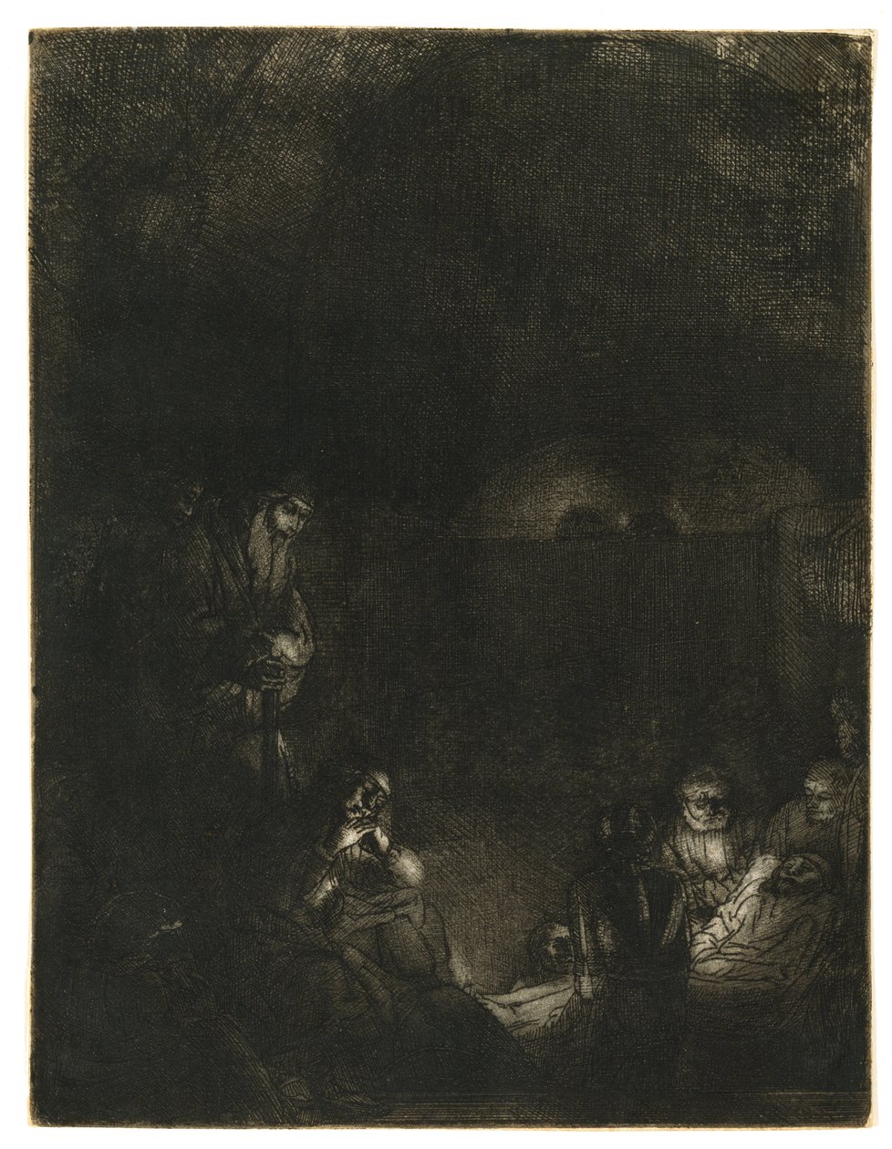 Złożenie do grobu, ok. 1654 r. (akwaforta suchą igłą i rylcem) autorstwa Rembrandt Harmensz. van Rijn