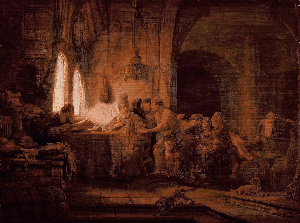 Przypowieść o robotnikach w winnicy autorstwa Rembrandt van Rijn