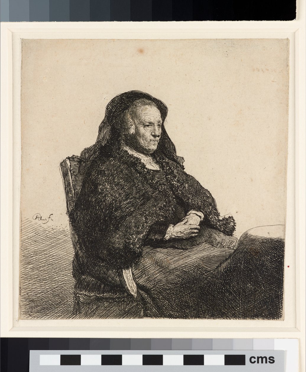 Matka artysty siedząca przy stole, ok. 1631 (akwaforta) autorstwa Rembrandt van Rijn