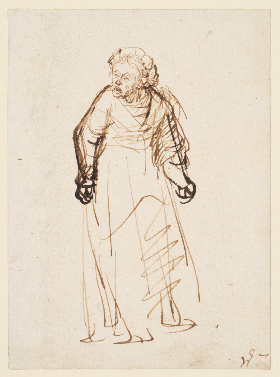 Zbesztanie kobiety (pióro i atrament na papierze) autorstwa Rembrandt Harmensz. van Rijn