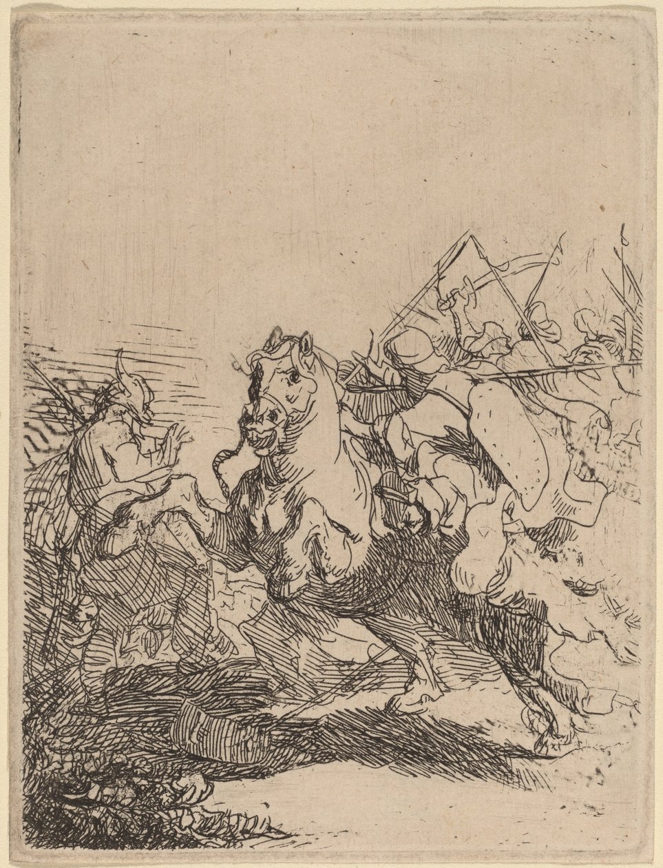 Walka kawalerii autorstwa Rembrandt van Rijn