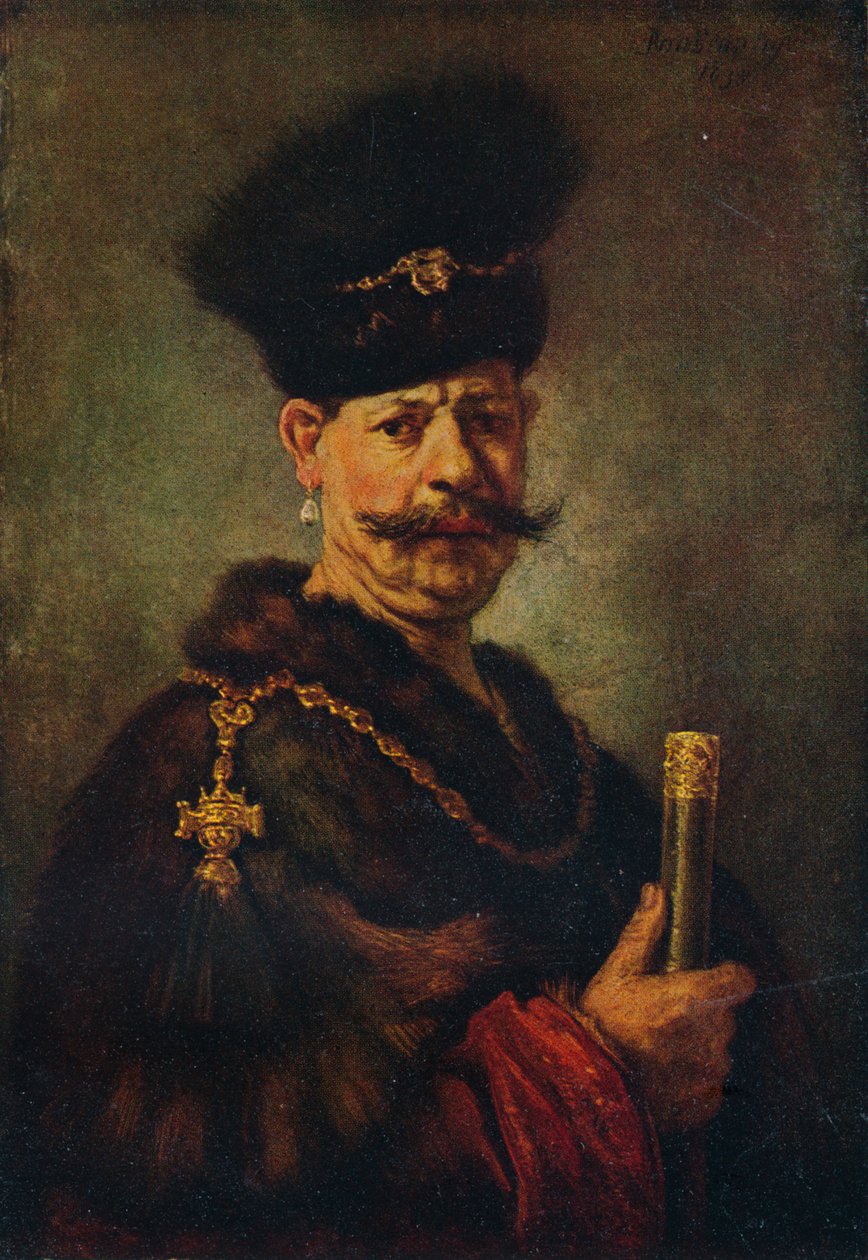 Szlachcic polski, 1637 autorstwa Rembrandt van Rijn