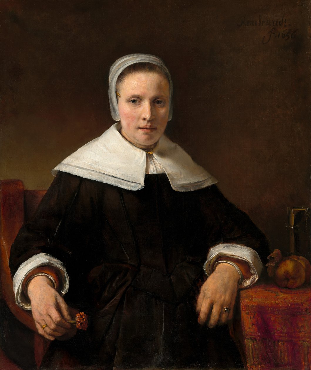 Kobieta trzymająca róż, 1656. autorstwa Rembrandt van Rijn