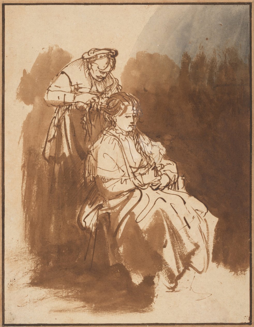 Młoda kobieta z zaplecionymi włosami, ok. 1637 autorstwa Rembrandt van Rijn