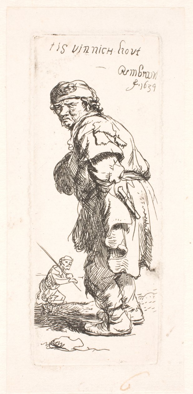 Chłop: jeden z pary, wołający autorstwa Rembrandt van Rijn