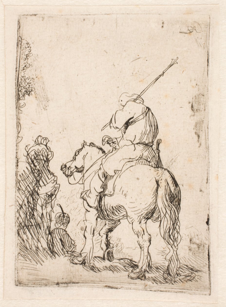 Żołnierz w turbanie na koniu autorstwa Rembrandt van Rijn