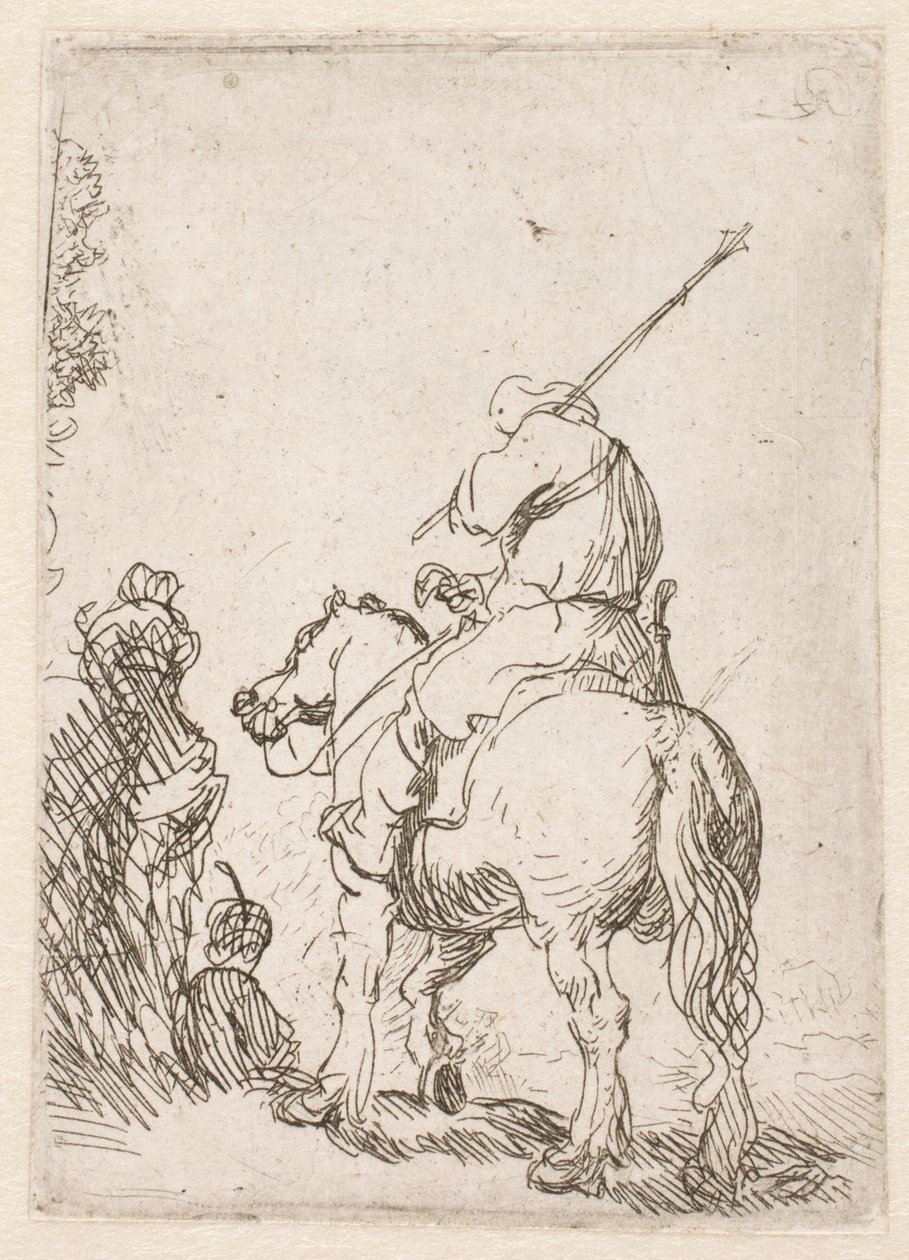 Żołnierz w turbanie na koniu autorstwa Rembrandt van Rijn