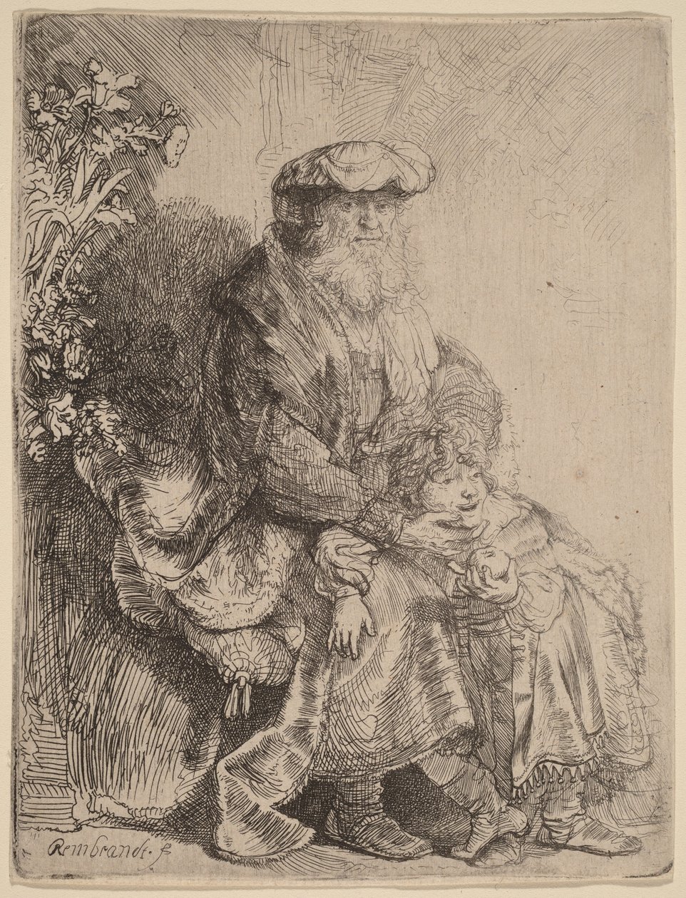 Abraham pieszczący Izaaka autorstwa Rembrandt van Rijn