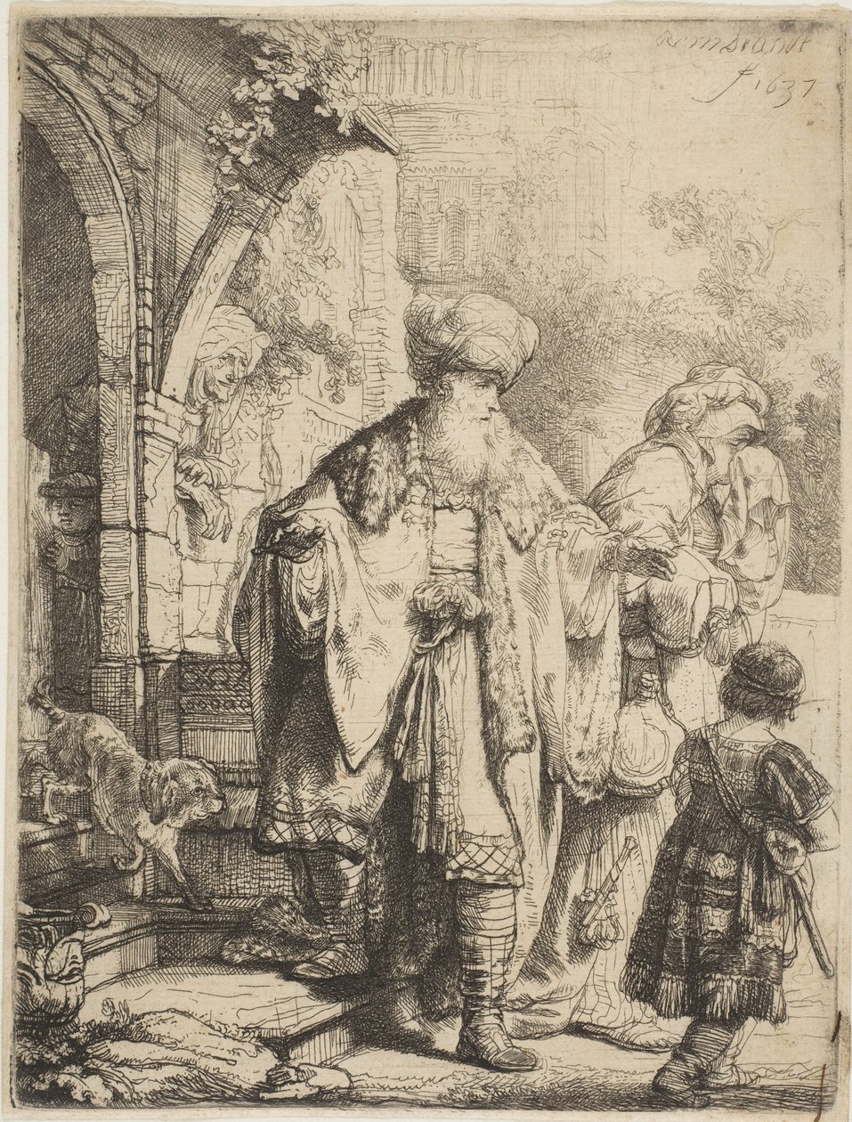 Abraham wyrzuca Hagar i Ismaela, 1637. autorstwa Rembrandt van Rijn